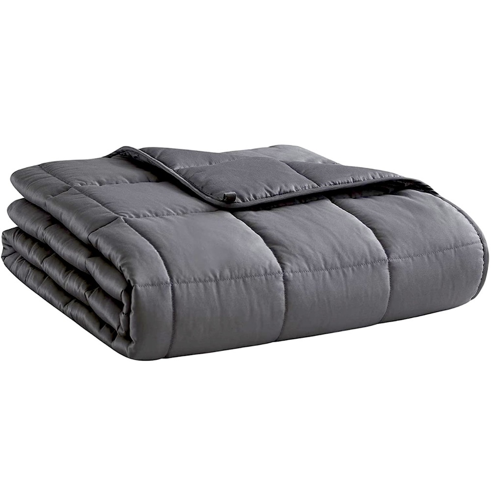 L’AGRATY Weighted Blanket (Dark Grey,48"x72"-15lbs) Cooling Breathable Twin Size